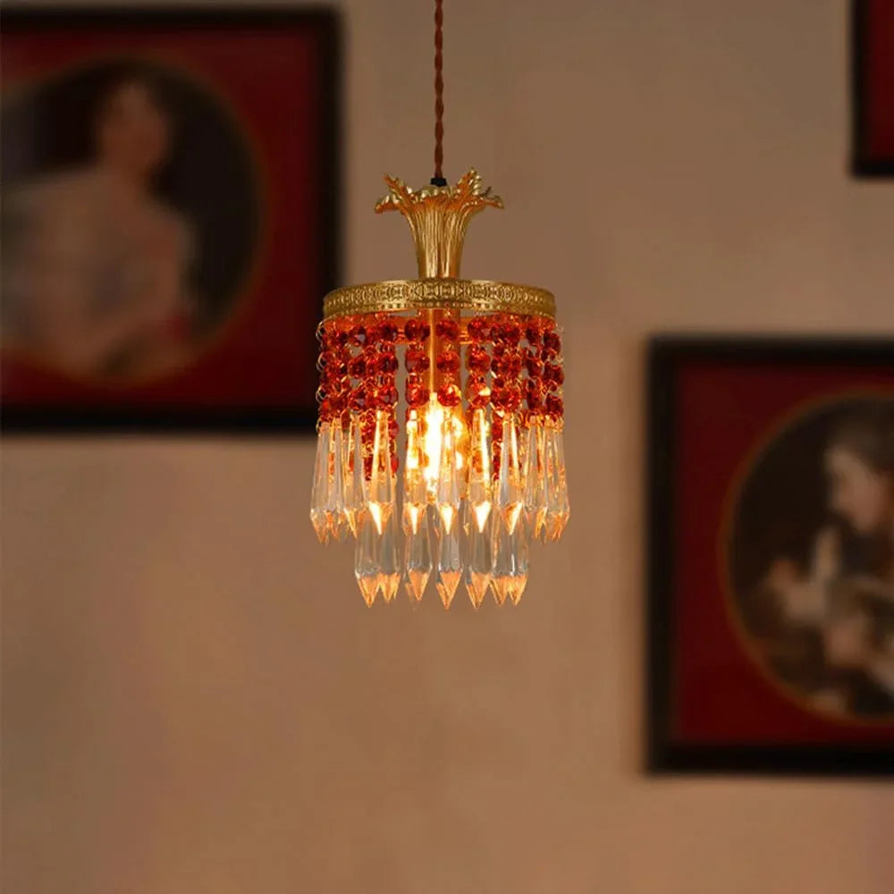 Audara-6-inch Crystal Pendant Light Suitable for Various Spaces Including Bedside, Bedroom, Hotel, Entryway, and Kitchen Island. Easily Blends Into Minimalist, Bohemian, and European Styles.