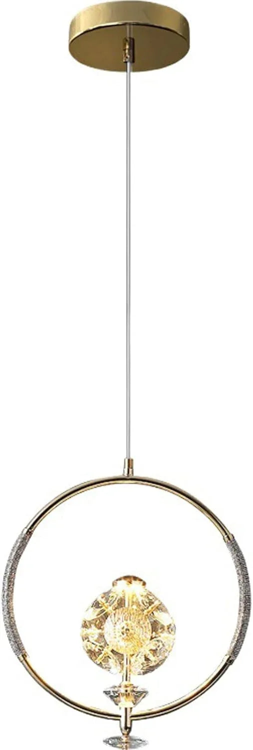 Audara-Crystal Pendant Light, 12-inch With A Diamond-shaped Decorative Ring. A Modern, Understated Luxury Style Light Fixture Suitable For Bedrooms,Hotels,Restaurants,Kitchen Islands,And Many Other Lo