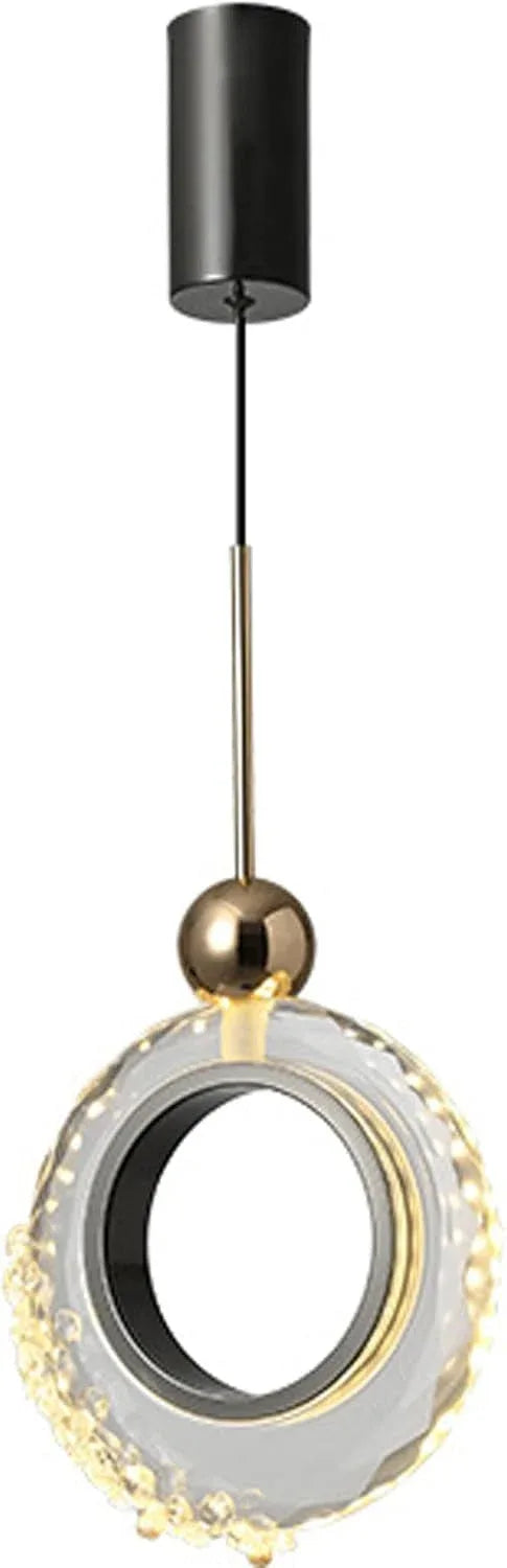 Audara-Crystal Pendant Light, 6-inch Circular Decorative Chandelier, Modern And Luxurious Style, Suitable For Various Lighting Applications Including Hotels, Restaurants, Kitchen Islands, And Bedrooms
