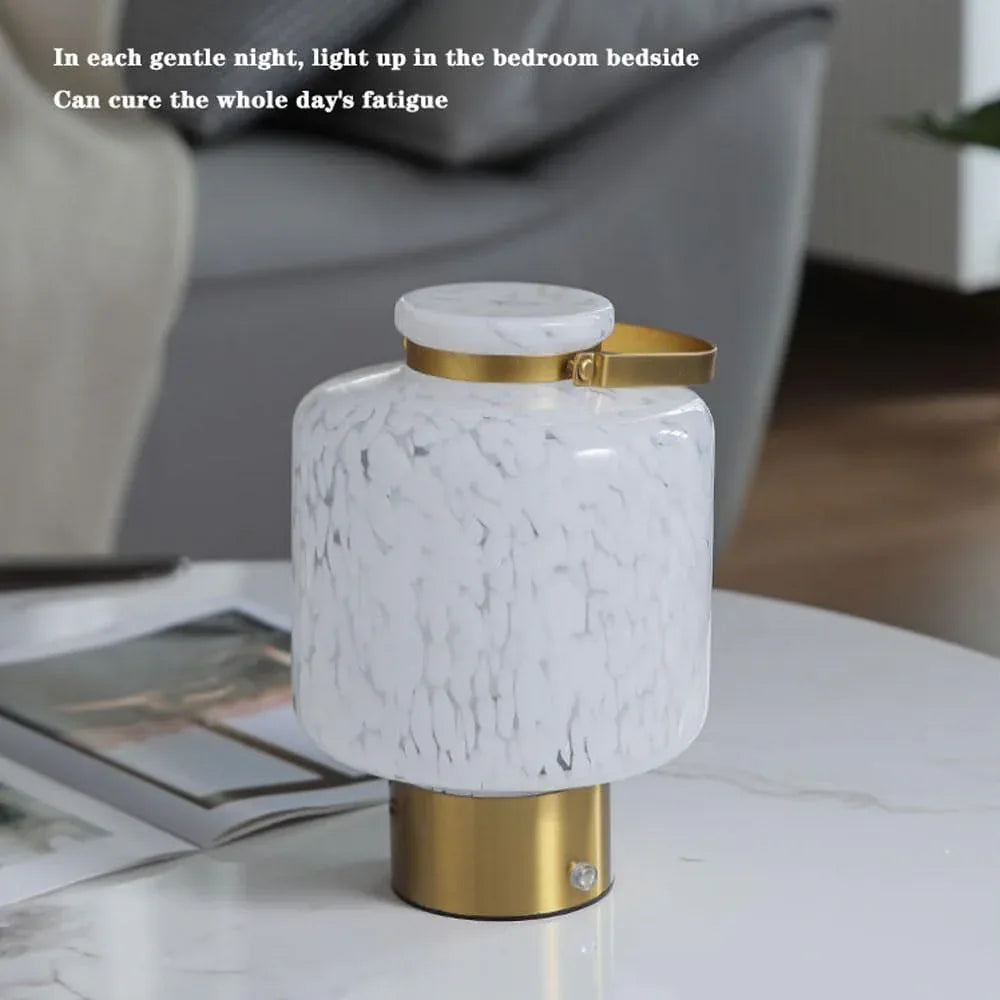 Audara-Creative Retro Bedroom Bedside Dormitory Desk Light Simple Portable LED Rechargeable Touch Dimming Glass Desk Lamp Camping Decorative Ambient Table Lamp Gift for Friends Kids Lighting Fixture
