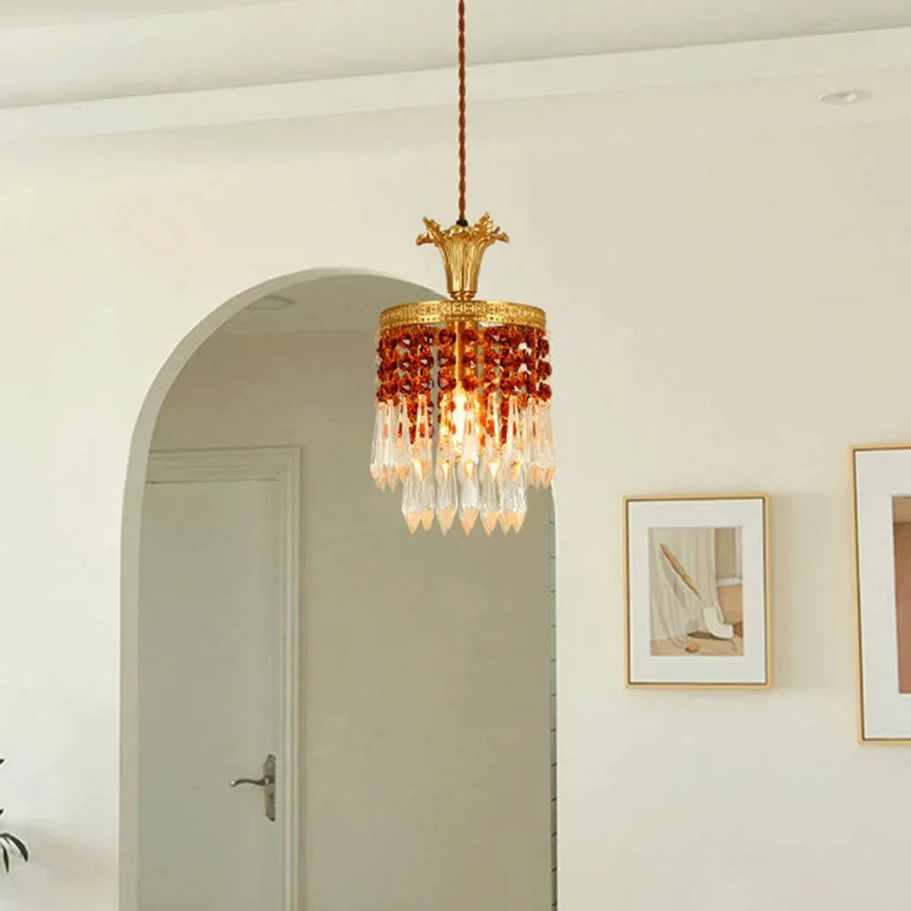 Audara-6-inch Crystal Pendant Light Suitable for Various Spaces Including Bedside, Bedroom, Hotel, Entryway, and Kitchen Island. Easily Blends Into Minimalist, Bohemian, and European Styles.