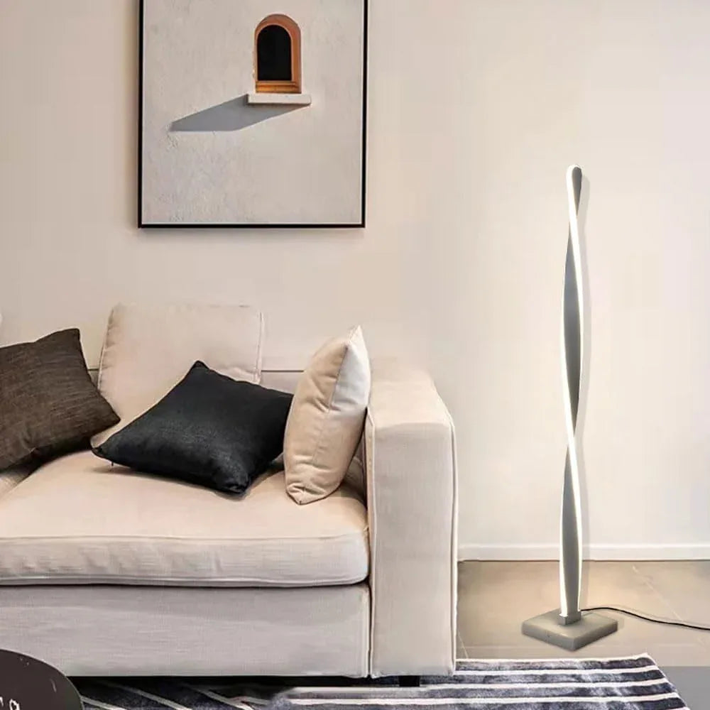 Audara-Modern Simple LED Floor Lamp Scandinavian Light Luxury Marble Aluminium Standing Lamp Remote Control Continuous Dimming Black/White Bedroom Living Room Study Office Lighting Fixture