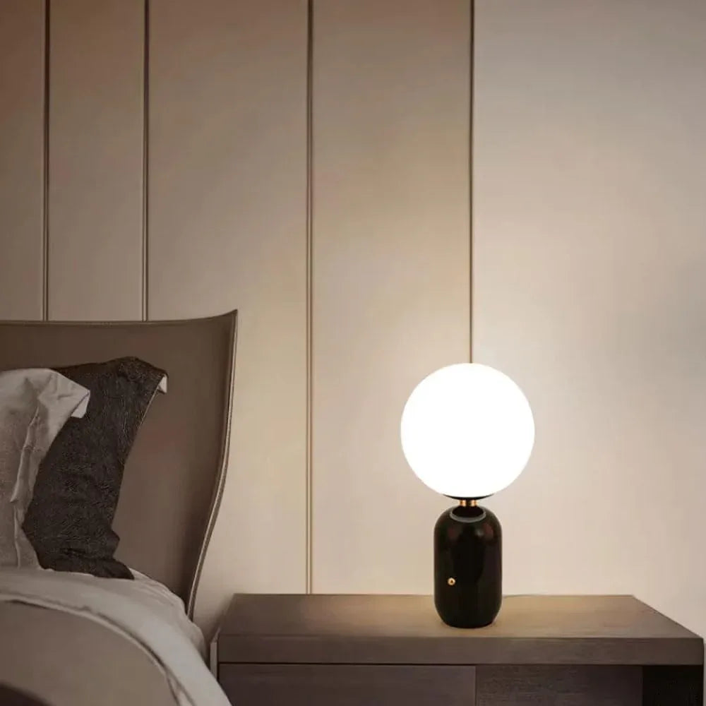 Audara-Postmodern Designer Living Room Study Couch Side Desk Light Creative Orb Glass Metal Desk Lamp Tea House Apartment Office Table Lamp Club Library Mall Decoration Lighting Fix