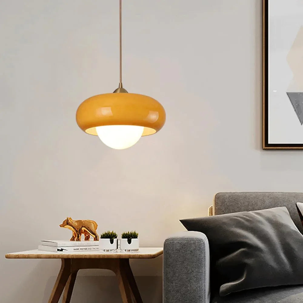 Audara-Japanese Bedroom Bedside Glass Pendant Light Modern Creative Brass Single Head Hanging Lampe Personalized Living Room Sofa Background Chandeliers Hotel Restaurant B&B Decoration Lighting Fixture