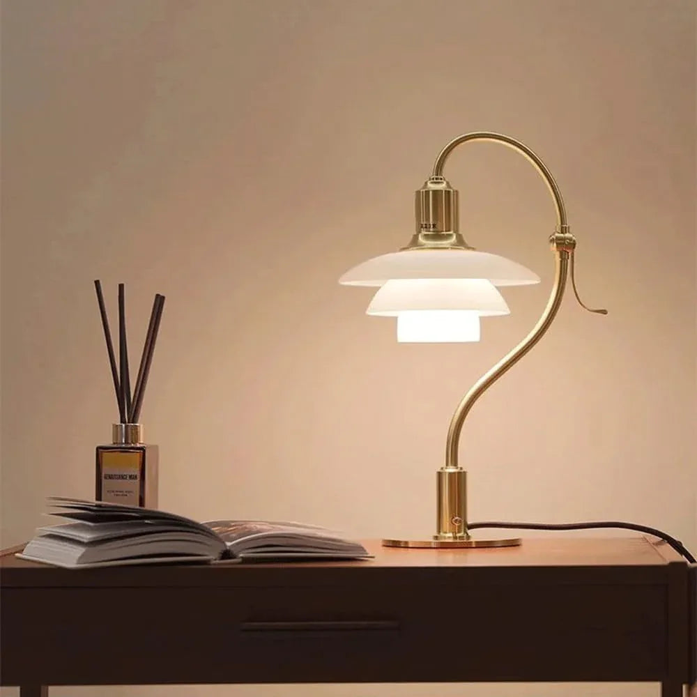 Audara-European Creative Bedroom Study Desk Light Luxury Classic Metal Glass Desk Lamp Living Room Sofa Bedside Table Lamp Cafe Villa B&B Hotel Front Desk Decoration Lighting Fixture