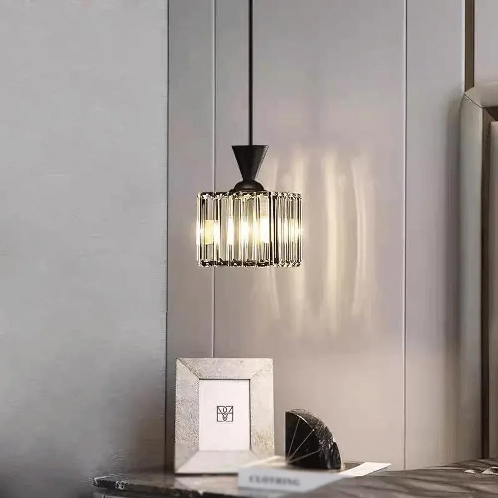 Audara-Crystal Pendant Light, 6 Inches, Small Decorative Pendant Light, Modern And Light Luxury Style, Suitable For Lighting In Various Places Such As Bedrooms, Hotels, Restaurants, Kitchen Islands, E