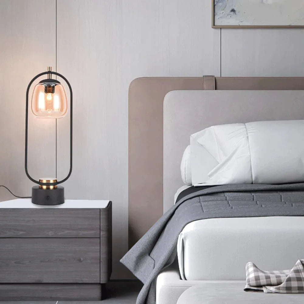 Audara-Classic Retro Bedroom Bedside Read Desk Light Creative Single Head Glass Metal Desk Lamp Living Room Study Work Table Lamp Apartment Hotel Office Model Home Lighting Fixture