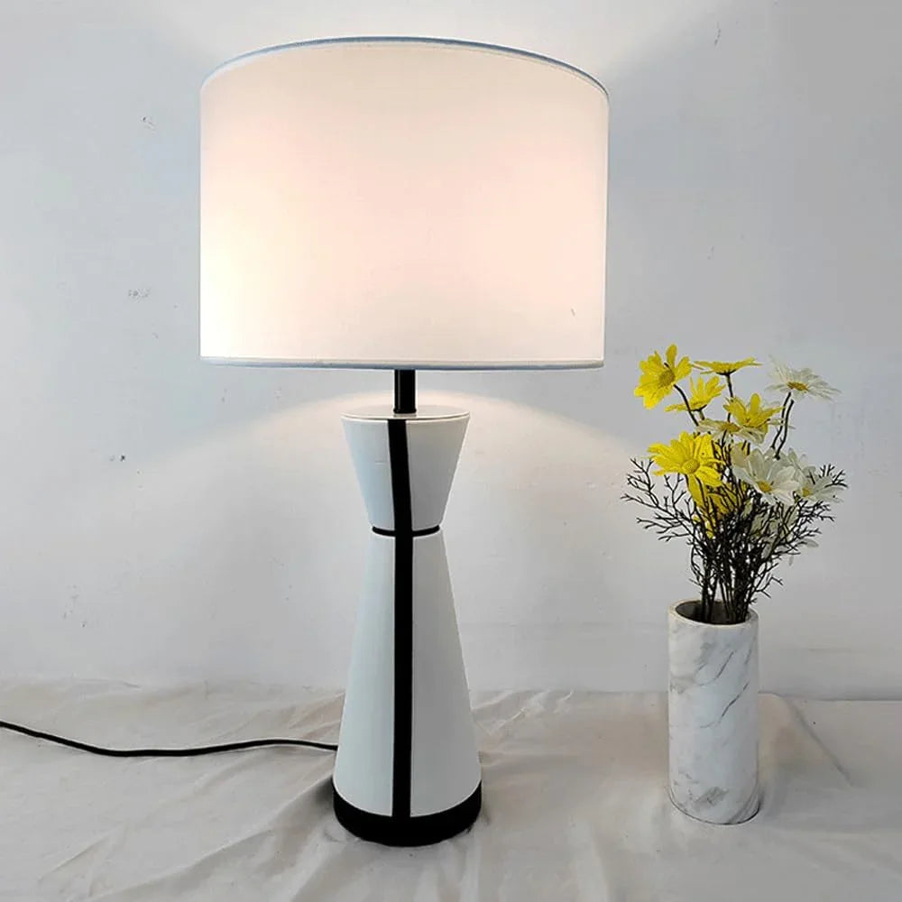 Audara-American Simple Designer Model House Desk Light Modern Creative White Fabric Desk Lamp Living Room Bedroom Study Office Table Lamp Restaurant B&B Hotel Decoration Lighting Fixture