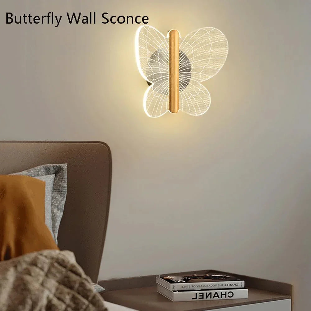 Audara-Scandinavian Butterfly Fashion Wall Lamp Bedroom Bedside Ambience Wall Lights Light Luxury Decorative LED Sconces Aisle Corridor Foyer Mounted Lighting Fixture