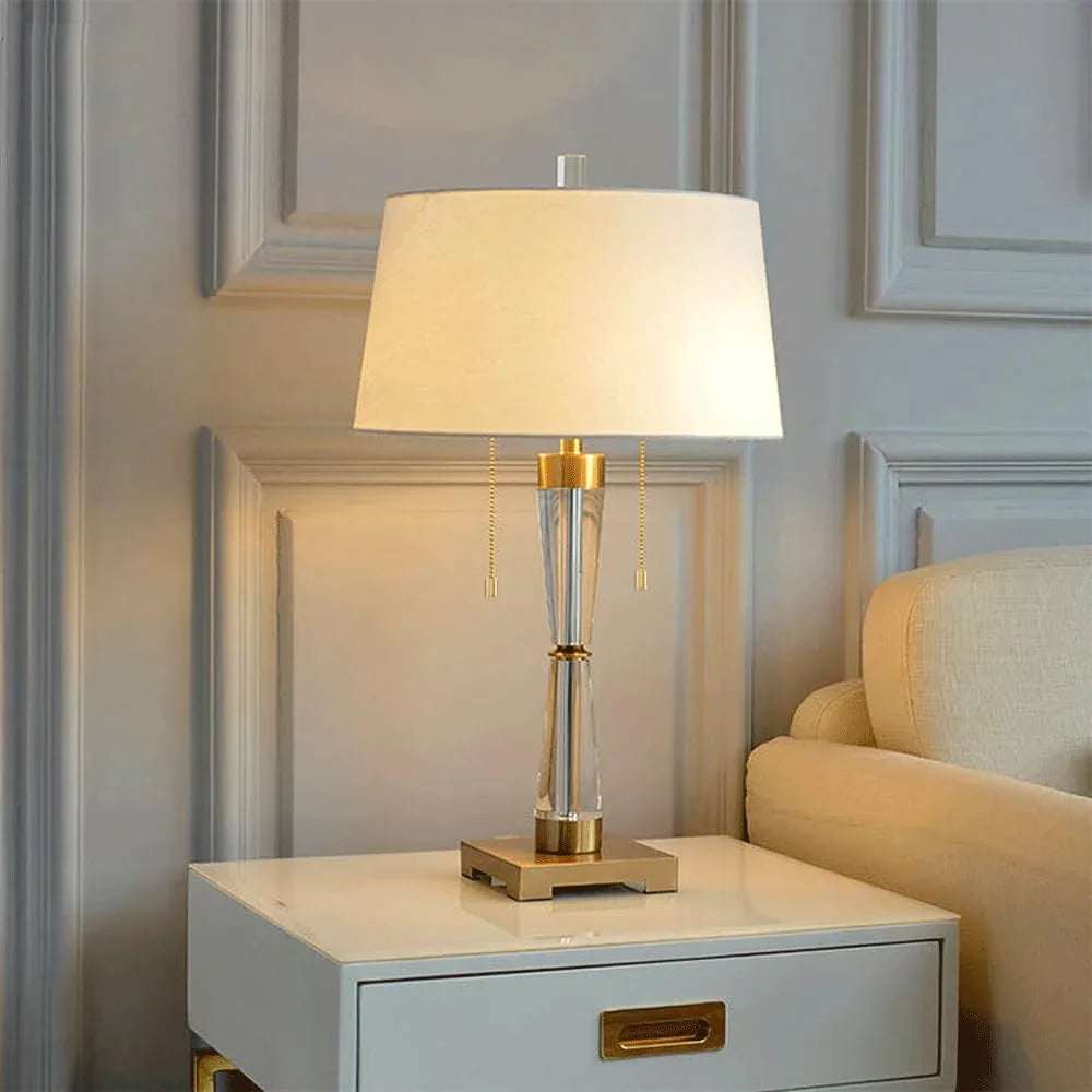 Audara-Luxury American Bedroom Bedside Read Desk Light Modern Glass Metal Desk Lamp Classic Zip Switch Study Office Table Lamp Sample Room Hotel Front Desk Coffee Shop Lighting Fixture