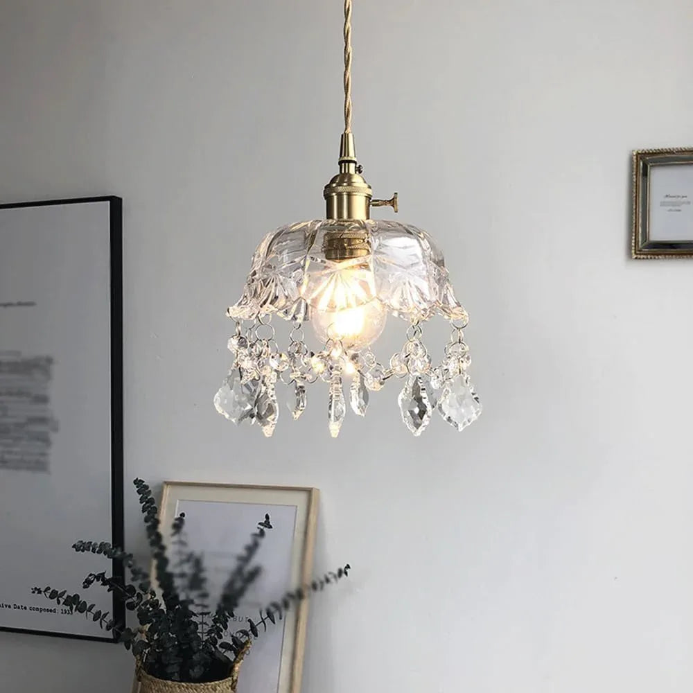 Audara-8-inch Crystal Chandeliers Can Be Installed in Various Spaces Such As Bedrooms, Hotels, and Kitchen Islands. Small Chandelier for Living Room in Minimalist European Style.