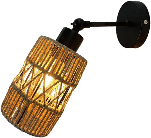 Audara-AULIGE Chinese Antique Style Vintage Wall Lamp Premium Sense Bedroom Bedside Wall Lights Study Room Living Room Hand Woven Sconces Aisle Corridor Single Head Mounted Lighting Fixture