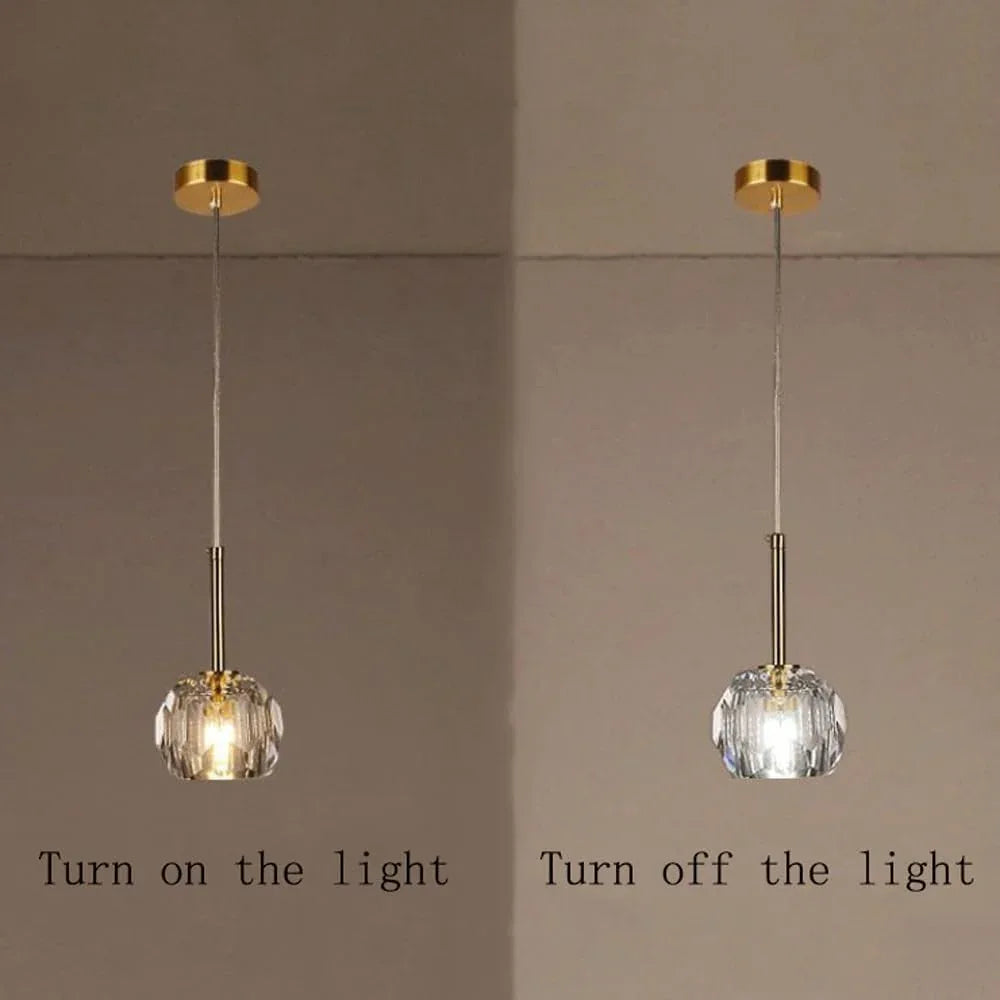 Audara-4-inch Crystal Pendant Light, Suitable for Bedside Bedrooms, Minimalist Style Ceiling Lights, Hotel Entryways, Kitchen Islands, and Various Other Styles Including Bohemian and European.