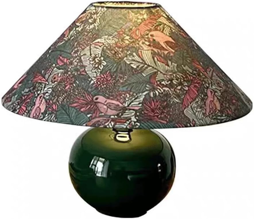 Audara-Warm Retro Study Bedroom Desk Light Romantic Living Room Sofa Bedside Desk Lamp French Fabric Dark Ceramic Table Lamp Cafe Mall Bar Villa Club Decoration Lighting Fixture