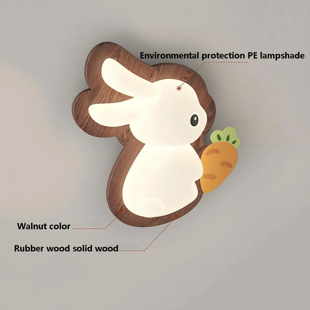 Audara-Nordic Log Full Spectrum Eye Protection Wall Lamp Cartoon Kids Bedroom Bedside Study Wall Lights 12in Living Room Corridor Entrance Wall Sconces Suitable For Welfare Home Kindergarten Lighting Fixture