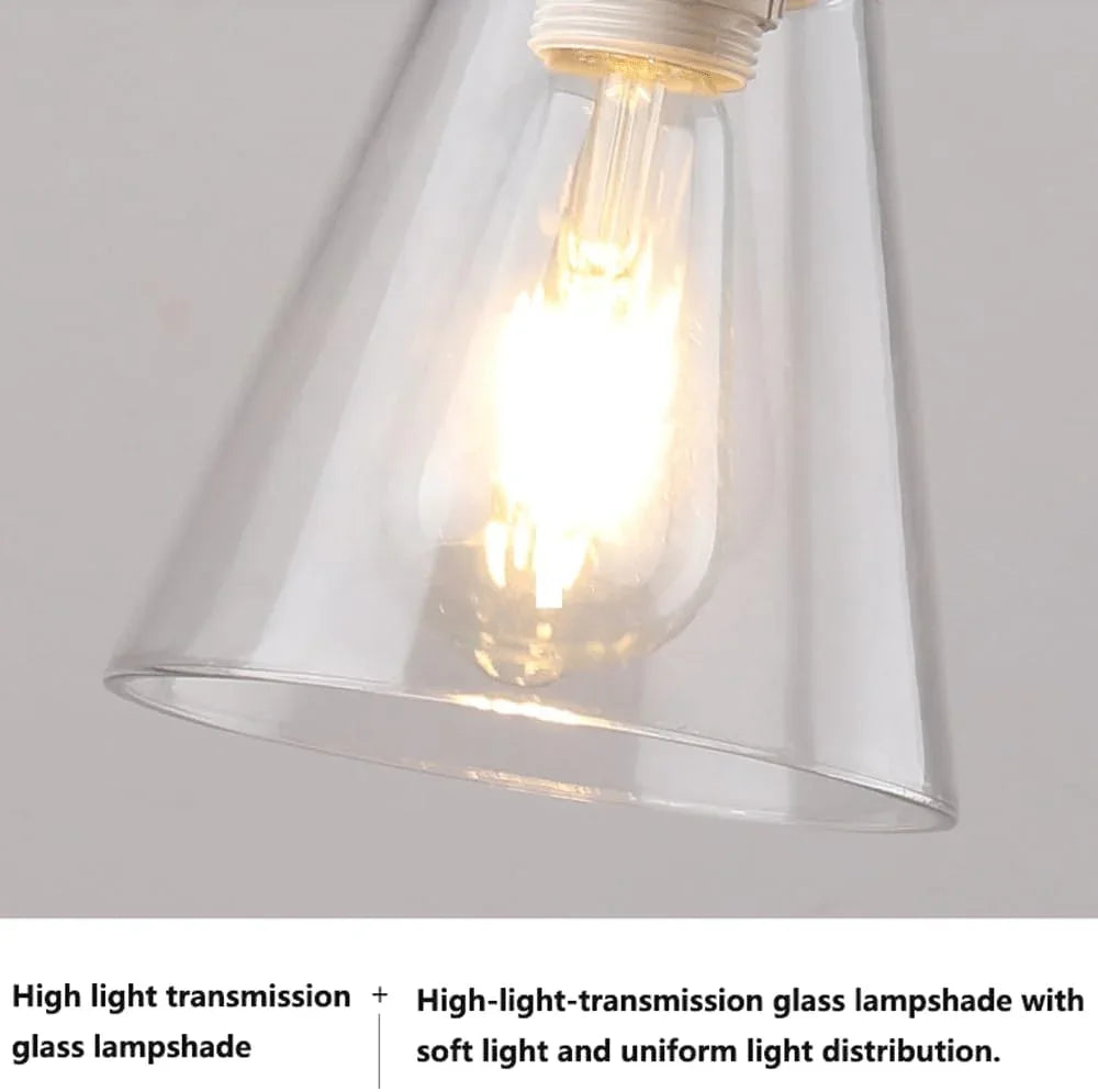 Audara-Modern Minimalist Glass Pendant Light Cozy Bedroom Bedside Rubberwood Hanging Lampe Household Aisle Balcony Single Head Chandeliers Cafe Restaurant Bar Decor Lighting Fixture