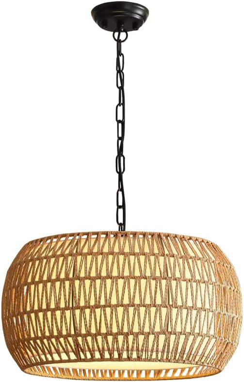 Audara - Suspension Bohème en Rotin / Lustre de Style Chinois / Suspension en Rotin Faite Main sur Mesure / Luminaire Décoratif pour la Maison ou un Espace Commercial