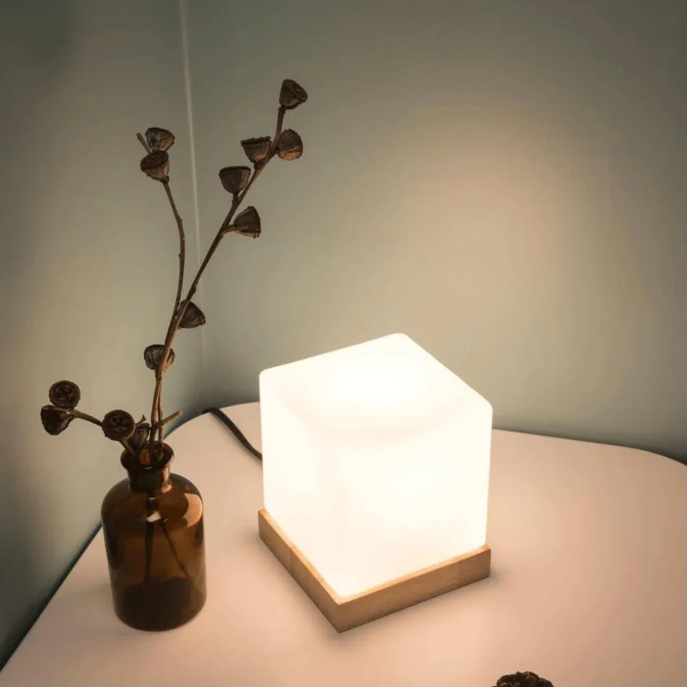Audara-Romantic French Simple Desk Desk Light Solid Wood Base Glass Desk Lamp for Bedroom Bedside Table Lamp Countertop Showcase Villa Clubhouse Hotel Room Apartment Lighting Fixture (E27 Lamp Base)