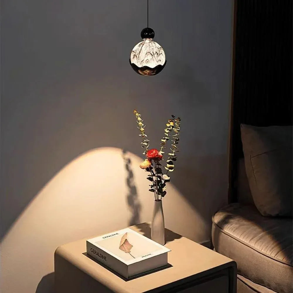 Audara-Art Snow Mountain Pattern Bed Head Pendant Lightled Italian Light Luxury Bedroom Dressing RoomLighting Fixturese Three Color Changing Light Warm Aluminum Living Room Chandeliers Hotel Cafe HangingLamp