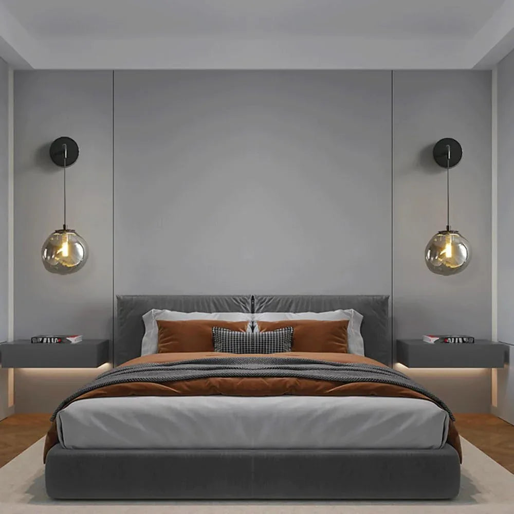 Audara-Italian Minimalist Full Copper Wall Lamp Bedroom Bedside Wall Lights Postmodern Living Room Background Wall Sconces Creative Art Glass Mounted Lighting Fixture
