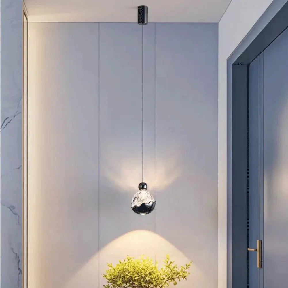 Audara-Art Snow Mountain Pattern Bed Head Pendant Lightled Italian Light Luxury Bedroom Dressing RoomLighting Fixturese Three Color Changing Light Warm Aluminum Living Room Chandeliers Hotel Cafe HangingLamp