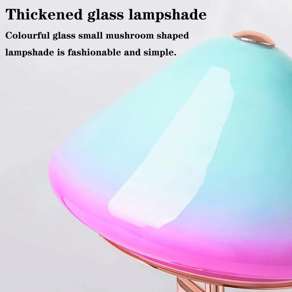 Audara-Creative Warm Mushroom Glass Desk Light French Romantic Bedroom Boys Girls Room Desk Lamp Apartment Study Room Dormitory Table Lamp Office Restaurant Bar Decoration Lighting Fixture