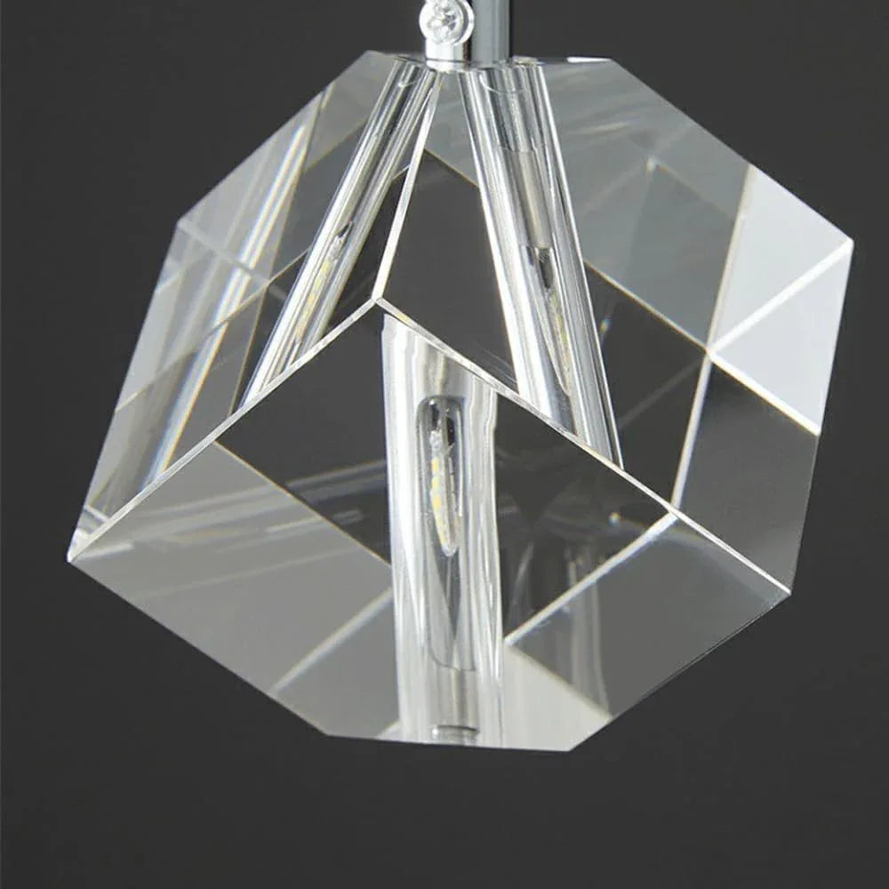 Audara-Crystal Pendant Light, 3.15 Inches, Three Colors Available, Cube Shape, A Modern Small Bedside Lamp Suitable for Bedrooms, Hotels, Restaurants, Kitchen Islands, and Other Spaces.