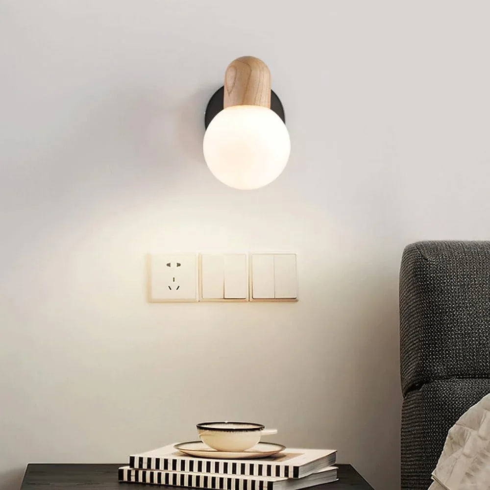 Audara-Bedroom Bedside Log Main Wall Lamp Scandinavian Simple Glass Wall Lights Rotatable Backdrop Sconces Aisle Corridor Foyer Mounted Lighting Fixture