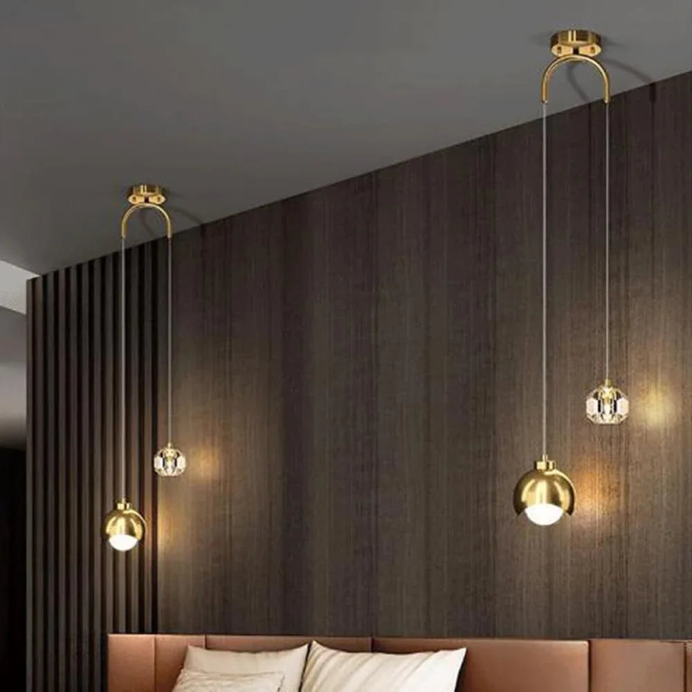 Audara-Crystal Pendant Light, Small-Sized Decorative Bedroom Chandelier, Modern and Light Luxury Style, Suitable for Various Spaces Such As Hotels, Kitchen Islands, Entryways, and Cafes