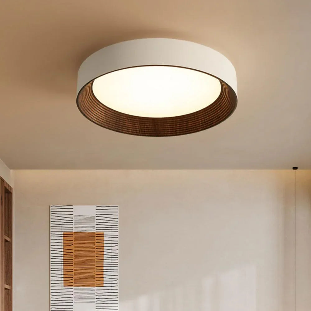 Audara-Modern Eye Care Ceiling Light Log Wind Led Bedroom Study Ceiling Lampled Round Simple Household Room Balcony Ceiling Fixtures Embedded Three Color Variable Light Lighting Fixture (48W)