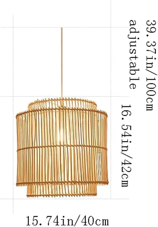 Audara-16in Woven Rattan Pendant Light Bohemian & Wabi-Sabi Style Multi-Functional Ceiling Light Fixture Suitable for Bedrooms, Hotels, Study Rooms, Dining Areas, Entryways, and More Retro Lamp