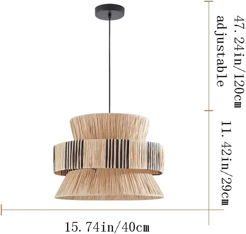 Audara-16-inch Boho Light Fixtures Ceiling Bohemian-Style Woven Pendant Light Crafted from Raffia Suitable for Bedrooms, Hotels, Studies, and Various Spaces Pendant Chandelier