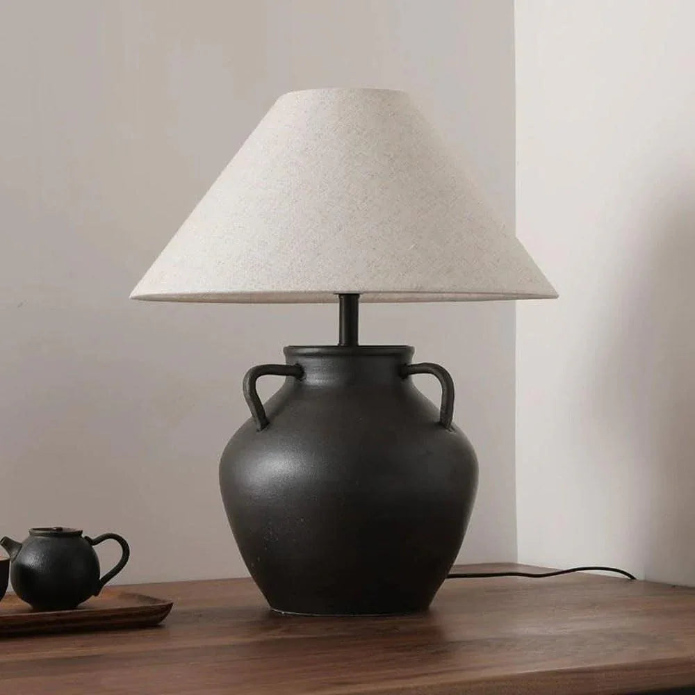 Audara-Japanese Creative Sample House Backdrop Desk Light New Chinese High-end Pottery Jar Desk Lamp Living Room Bedroom Bedside Table Lamp Restaurant B&B Rural Lighting Fixture
