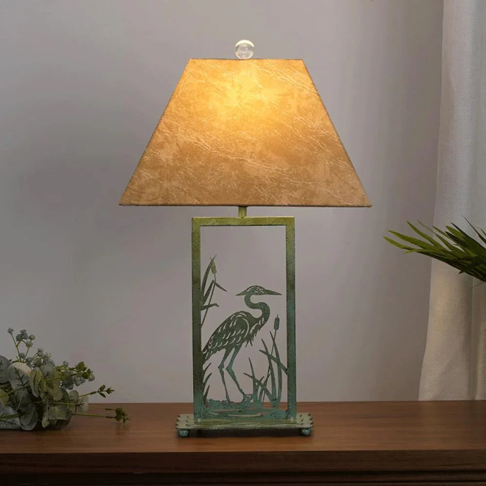 Audara-American Retro Dressing Table Bedroom Study Tea Room Desk Light Classic High-end Metal Parchment Desk Lamp Farmhouse Villa Restaurant Cafe Lighting Fixture Living Room Background Wall Table Lamp