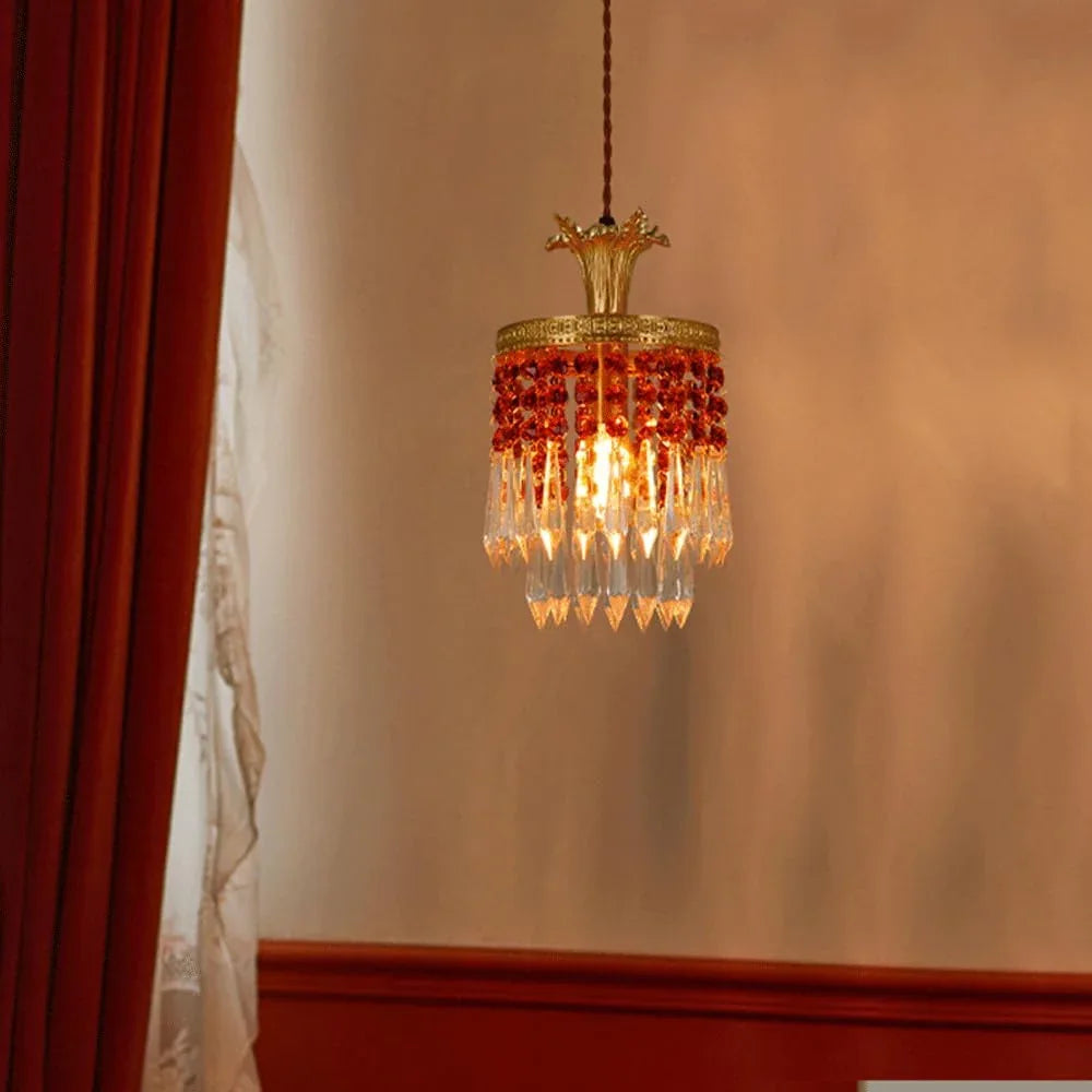 Audara-6-inch Crystal Pendant Light Suitable for Various Spaces Including Bedside, Bedroom, Hotel, Entryway, and Kitchen Island. Easily Blends Into Minimalist, Bohemian, and European Styles.