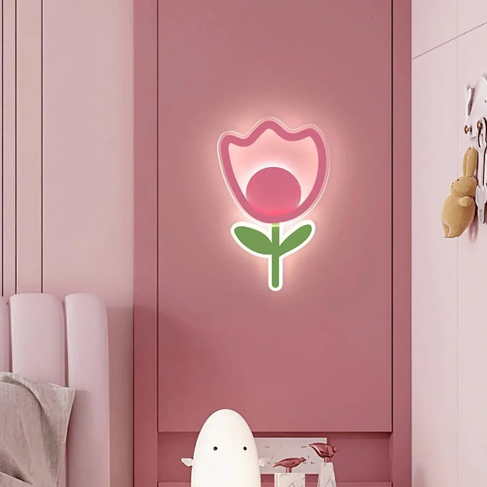 Audara-Children's Room Bed Bed Bedroom Wall Lamp Princess Room Modern Simple Wall Lights Creative Warm Flower Sconces Living Room Study Room Entrance Hall Mounted Lighting Fixture