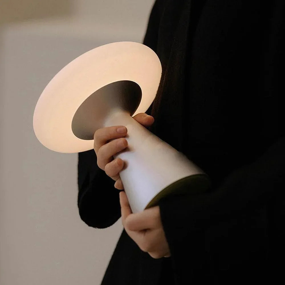 Audara-Retro Study Office Desk Light Creative Light Luxury Mushroom Shape Touch Dimming Rechargeable LED Stainless Steel Desk Lamp Portable Camping Ambience Table Lamp Bedroom Bedside Lighting Fixture