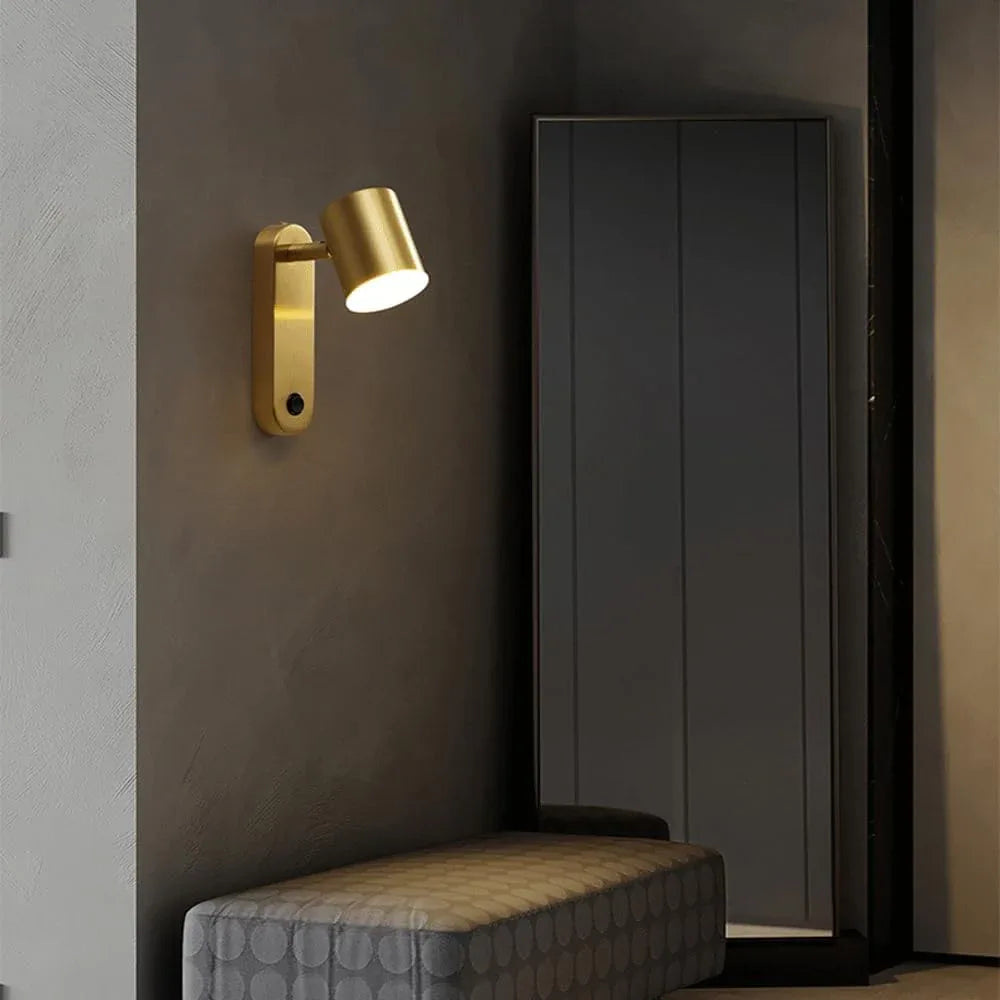 Audara-Scandinavian Light Luxury All Copper Wall Lamp Simple Living Room Background Wall Lights Rotatable Bedroom Bedside Sconces Aisle Corridor Entrance Mounted Lighting Fixture