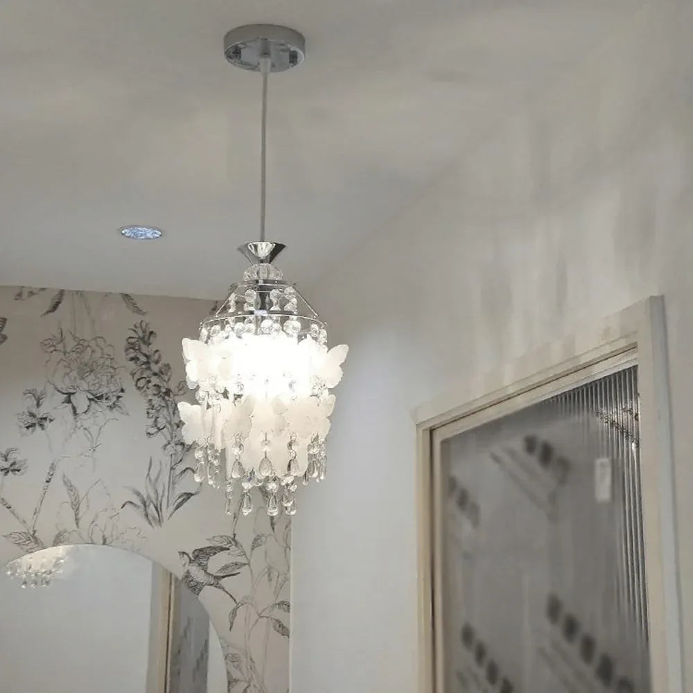 Audara-8-inch Butterfly-Shaped Crystal Chandeliers Suitable for Installation in Diverse Spaces Such As Bedrooms, Hotels, and Kitchen Islands Glass Chandelier for Living Room Minimalist European Style