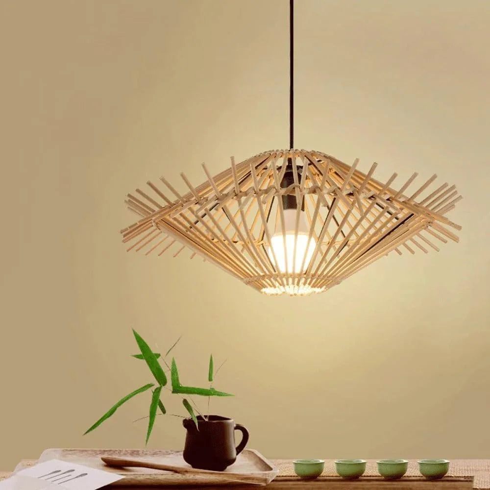 Audara-20in Woven Pendant Light Rattan Bohemian Wabi-Sabi Tropical Multi-Style Ceiling Light Fixture Suitable for Bedrooms, Hotels, Study Rooms, Dining Areas, Entryways, and More Retro Lamp