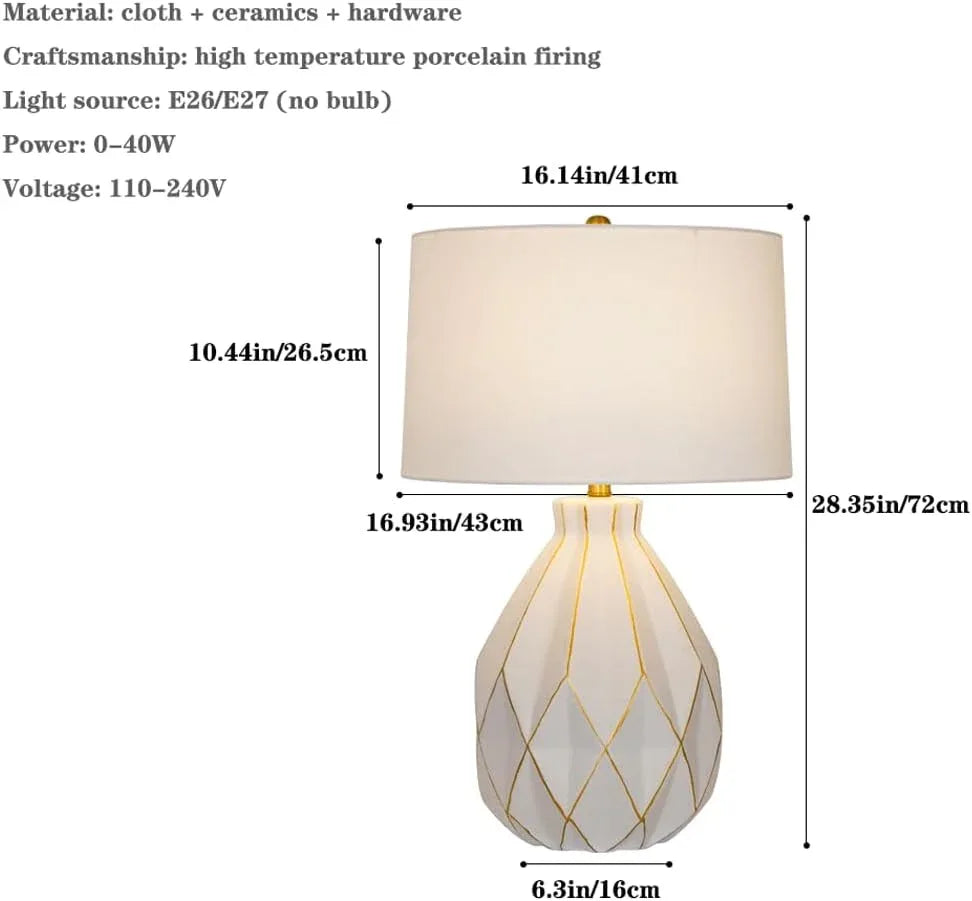 Audara-Light Luxury and Simple Bedroom Study Next to Sofa Desk Light European High-end White Cloth Ceramic Desk Lamp Farmhouse Villa Club Cafe Lighting Fixture Living Room Model Room Table Lamp