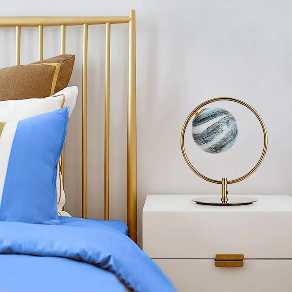 Audara-Postmodern Creative Bedroom Study Desk Light Art Design Planet Glass Desk Lamp Office Showroom Model House Table Lamp Hotel Club Villa Decoration Lighting Fixture