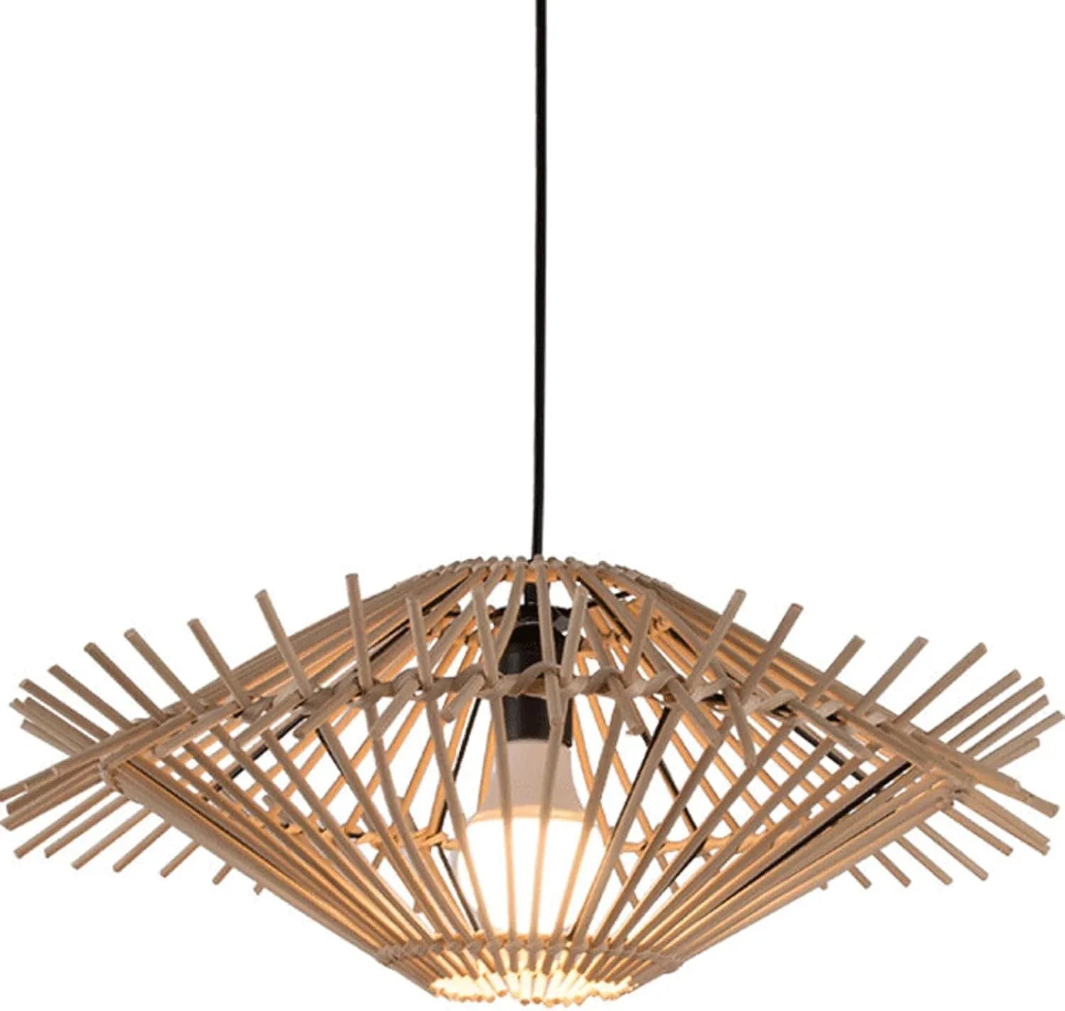 Audara-20in Woven Pendant Light Rattan Bohemian Wabi-Sabi Tropical Multi-Style Ceiling Light Fixture Suitable for Bedrooms, Hotels, Study Rooms, Dining Areas, Entryways, and More Retro Lamp