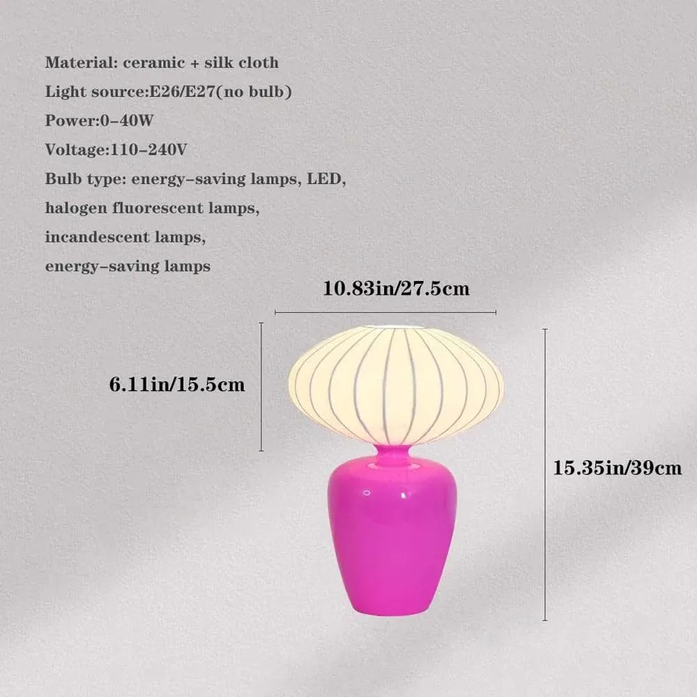Audara-French Romantic Boys And Girls Room Bedroom Bedside Desk Light Cute And Cozy Silk Fabric Ceramic Desk Lamp Living Room Sofa Side Wall Cabinet Table Lamp Office Hotel Decoration Lighting Fixture