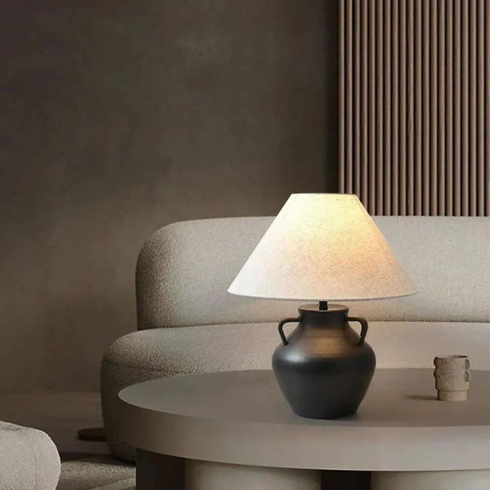Audara-Japanese Creative Sample House Backdrop Desk Light New Chinese High-end Pottery Jar Desk Lamp Living Room Bedroom Bedside Table Lamp Restaurant B&B Rural Lighting Fixture