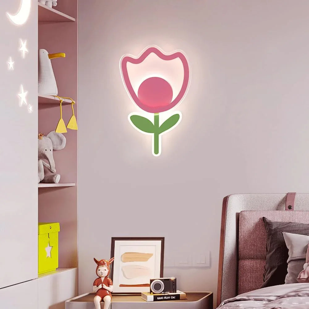 Audara-Children's Room Bed Bed Bedroom Wall Lamp Princess Room Modern Simple Wall Lights Creative Warm Flower Sconces Living Room Study Room Entrance Hall Mounted Lighting Fixture