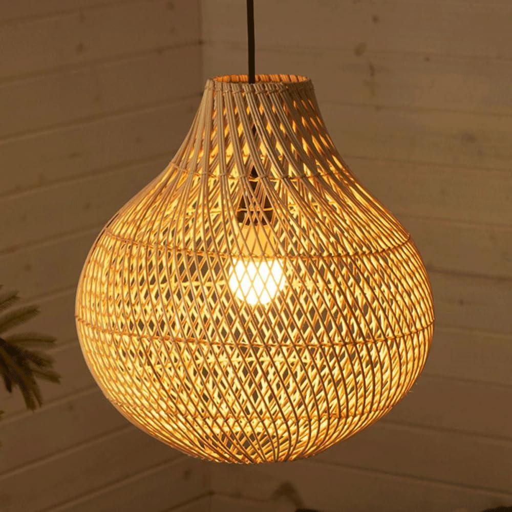 Audara-20-inch Woven Pendant Light Bohemian, Wabi-Sabi, and Multi-Style Ceiling Light Fixture Suitable for Bedrooms, Hotels, Study Rooms, Dining Areas, Entryways, and More Retro Lamp