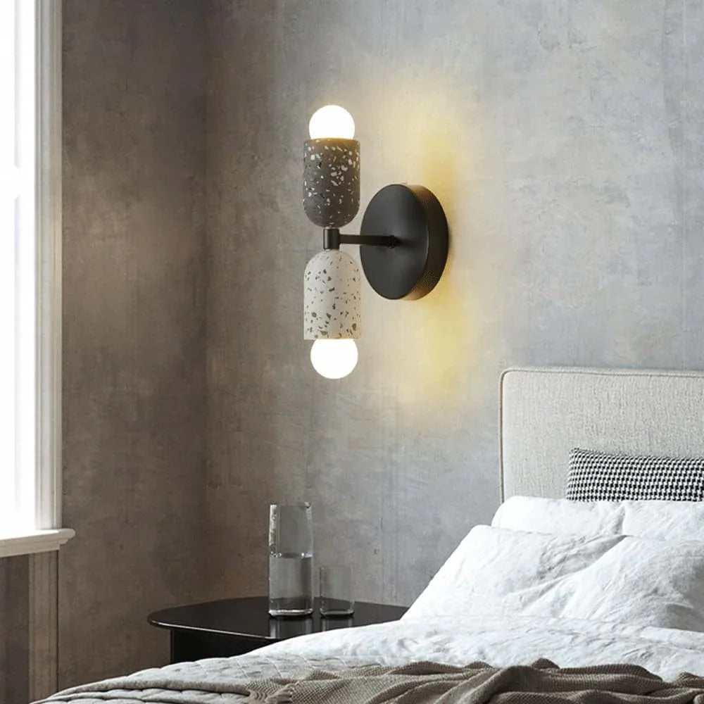 Audara-Japanese Style Wabi-sabi Style Bedroom Wall Lamp Ideas Designer Bedside Wall Lights Vintage Double Head Cement Sconces Living Room Aisle Coffee Shop Mounted Lighting Fixture