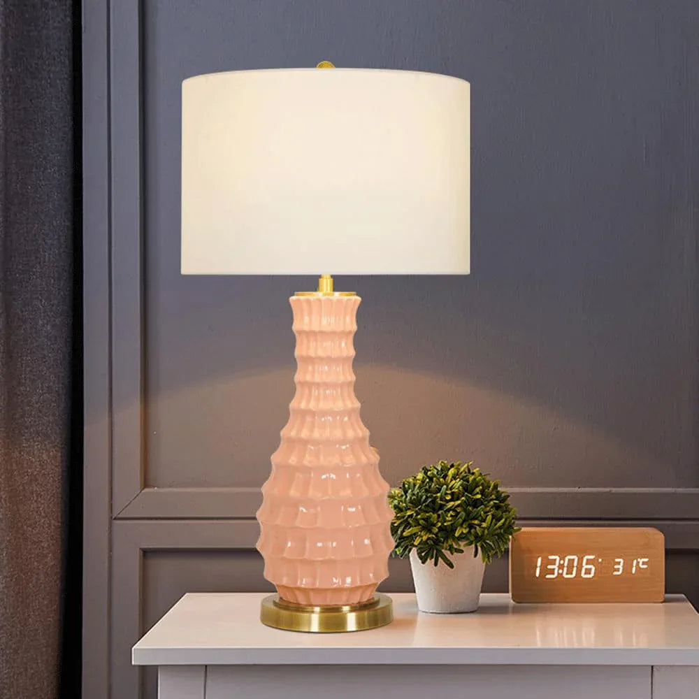 Audara-Luxury Nordic Study Office Desk Light Simple Bedroom Bedside Living Room Desk Lamp Hotel Front Desk Coffee Shop Restaurant Table Lamp White Fabric Ceramic Decoration Lighting Fixture