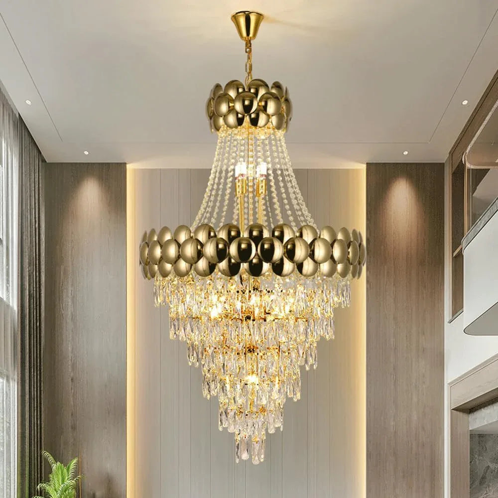 Audara-16-inch Crystal Chandeliers European Modern-Style Chandeliers for Living Rooms, Bedrooms, Studies, Hotels, and Kitchen Islands Semi-Flush Mount Chandelier